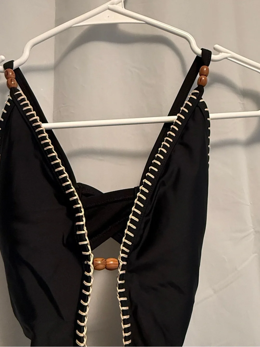 Shade & Shore Black One-Piece with Cream Contrast Trim